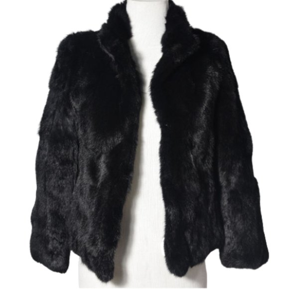 Somerset Furs Jackets & Blazers - SOMERSET FURS Vintage Black Pure Rabbit Fur Coat
